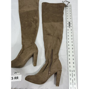 Womans Wild Diva Size 6.5 Brown Faux Suede Otk 1/4 Zip Block Heel Boots